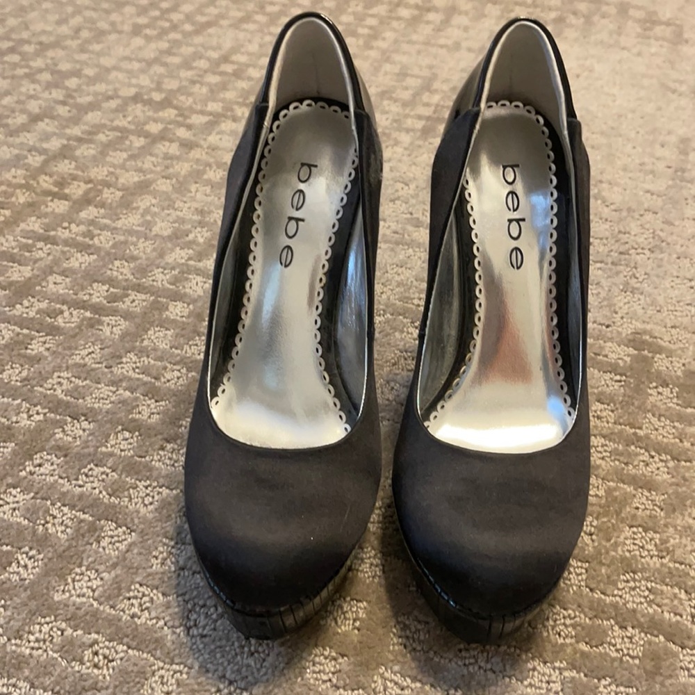 BeBe black satin heels size 6